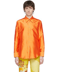 Chemise à manches longues en soie orange ERL