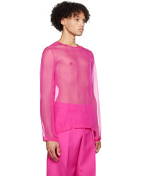 Chemise à manches longues en soie rose Valentino