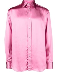 Chemise à manches longues en soie rose Tom Ford