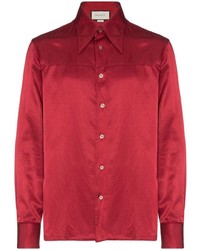 Chemise à manches longues en soie rouge