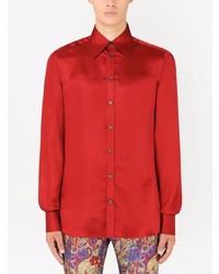 Chemise à manches longues en soie rouge Dolce & Gabbana