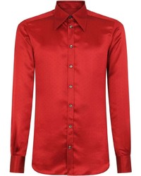 Chemise à manches longues en soie rouge Dolce & Gabbana