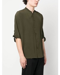 Chemise à manches longues en soie vert foncé Saint Laurent