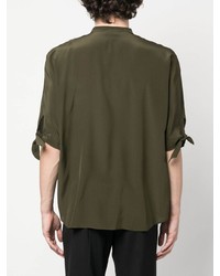 Chemise à manches longues en soie vert foncé Saint Laurent