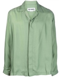 Chemise à manches longues en soie vert menthe Sunnei