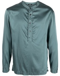 Chemise à manches longues en soie vert menthe Tom Ford