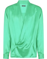 Chemise à manches longues en soie verte Dolce & Gabbana