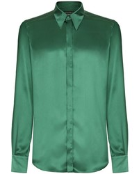 Chemise à manches longues en soie verte Dolce & Gabbana