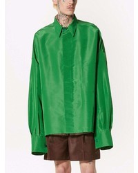 Chemise à manches longues en soie verte Valentino