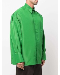 Chemise à manches longues en soie verte Valentino