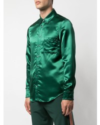 Chemise à manches longues en soie verte Sies Marjan