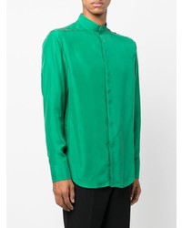 Chemise à manches longues en soie verte Emporio Armani