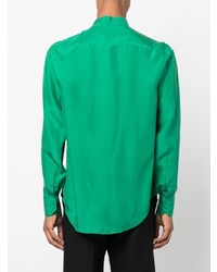 Chemise à manches longues en soie verte Emporio Armani