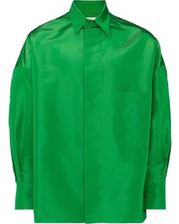 Chemise à manches longues en soie verte Valentino