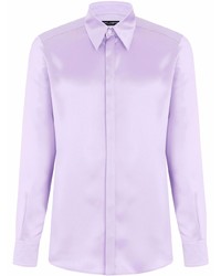 Chemise à manches longues en soie violet clair Dolce & Gabbana