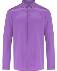 Chemise à manches longues en soie violet clair Valentino