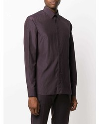 Chemise à manches longues en soie violette Ermenegildo Zegna