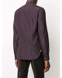 Chemise à manches longues en soie violette Ermenegildo Zegna