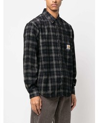 Chemise à manches longues en velours côtelé à carreaux noire Carhartt WIP