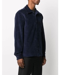 Chemise à manches longues en velours côtelé bleu marine Acne Studios