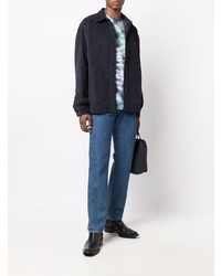 Chemise à manches longues en velours côtelé bleu marine Acne Studios