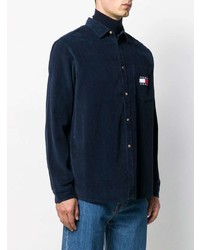 Chemise à manches longues en velours côtelé bleu marine Tommy Jeans