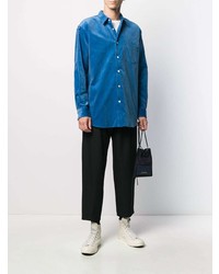 Chemise à manches longues en velours côtelé bleue Comme Des Garcons SHIRT