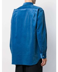 Chemise à manches longues en velours côtelé bleue Comme Des Garcons SHIRT