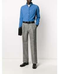 Chemise à manches longues en velours côtelé bleue Tom Ford