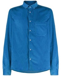 Chemise à manches longues en velours côtelé bleue YMC