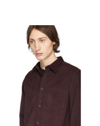 Chemise à manches longues en velours côtelé bordeaux Norse Projects