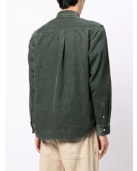 Chemise à manches longues en velours côtelé brodée vert foncé Carhartt WIP