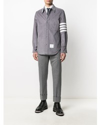 Chemise à manches longues en velours côtelé gris foncé Thom Browne