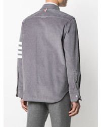 Chemise à manches longues en velours côtelé gris foncé Thom Browne