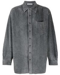 Chemise à manches longues en velours côtelé gris foncé Acne Studios