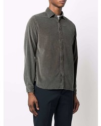 Chemise à manches longues en velours côtelé gris foncé Xacus