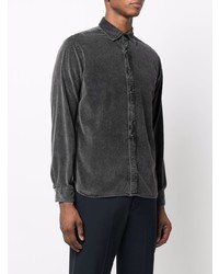 Chemise à manches longues en velours côtelé gris foncé Xacus