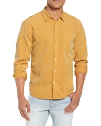 Chemise à manches longues en velours côtelé jaune