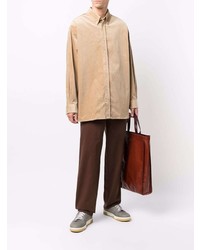 Chemise à manches longues en velours côtelé marron clair Acne Studios