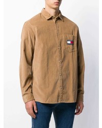 Chemise à manches longues en velours côtelé marron clair Tommy Jeans