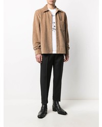 Chemise à manches longues en velours côtelé marron clair Acne Studios