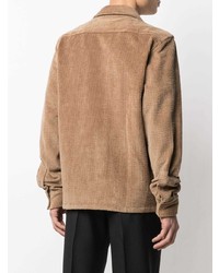 Chemise à manches longues en velours côtelé marron clair Acne Studios