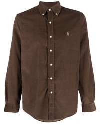 Chemise à manches longues en velours côtelé marron foncé Polo Ralph Lauren