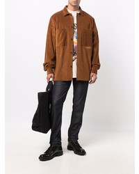 Chemise à manches longues en velours côtelé marron Marcelo Burlon County of Milan