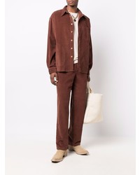 Chemise à manches longues en velours côtelé marron Acne Studios