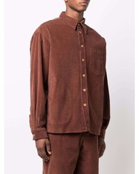 Chemise à manches longues en velours côtelé marron Acne Studios