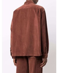 Chemise à manches longues en velours côtelé marron Acne Studios