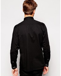 Chemise à manches longues en velours côtelé noire Asos