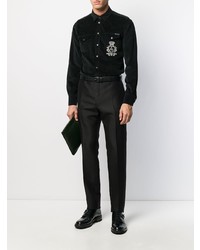 Chemise à manches longues en velours côtelé noire Dolce & Gabbana