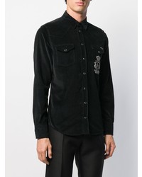 Chemise à manches longues en velours côtelé noire Dolce & Gabbana